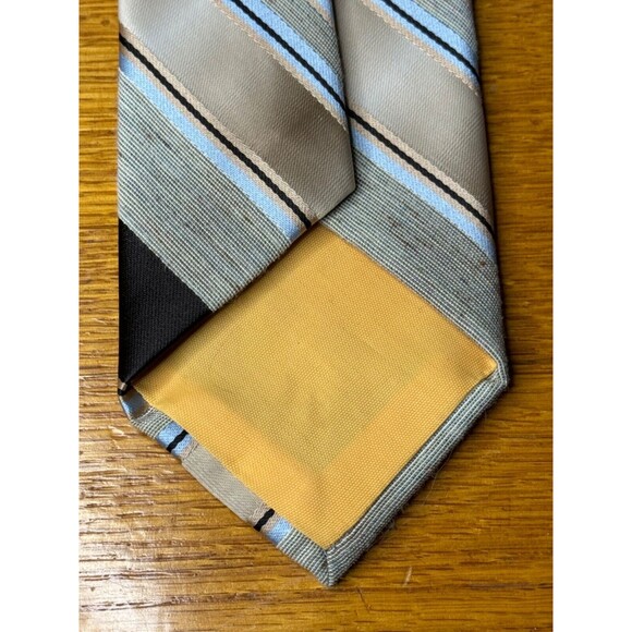 Vintage Christian Dior Men's Striped Polyester/Silk Neck Tie Blue Brown - Picture 3 of 3